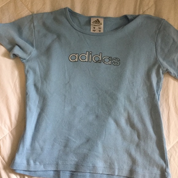 Vintage Pale Blue Adidas logo Graphic tee Crop top - Picture 8 of 8